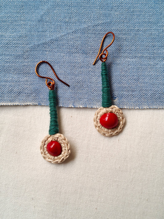Handcrafted seed earrings with copper hooks