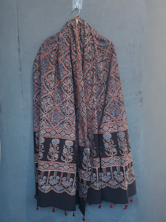 Ajrakh hand block printed cotton dupattas - colour n designs options available