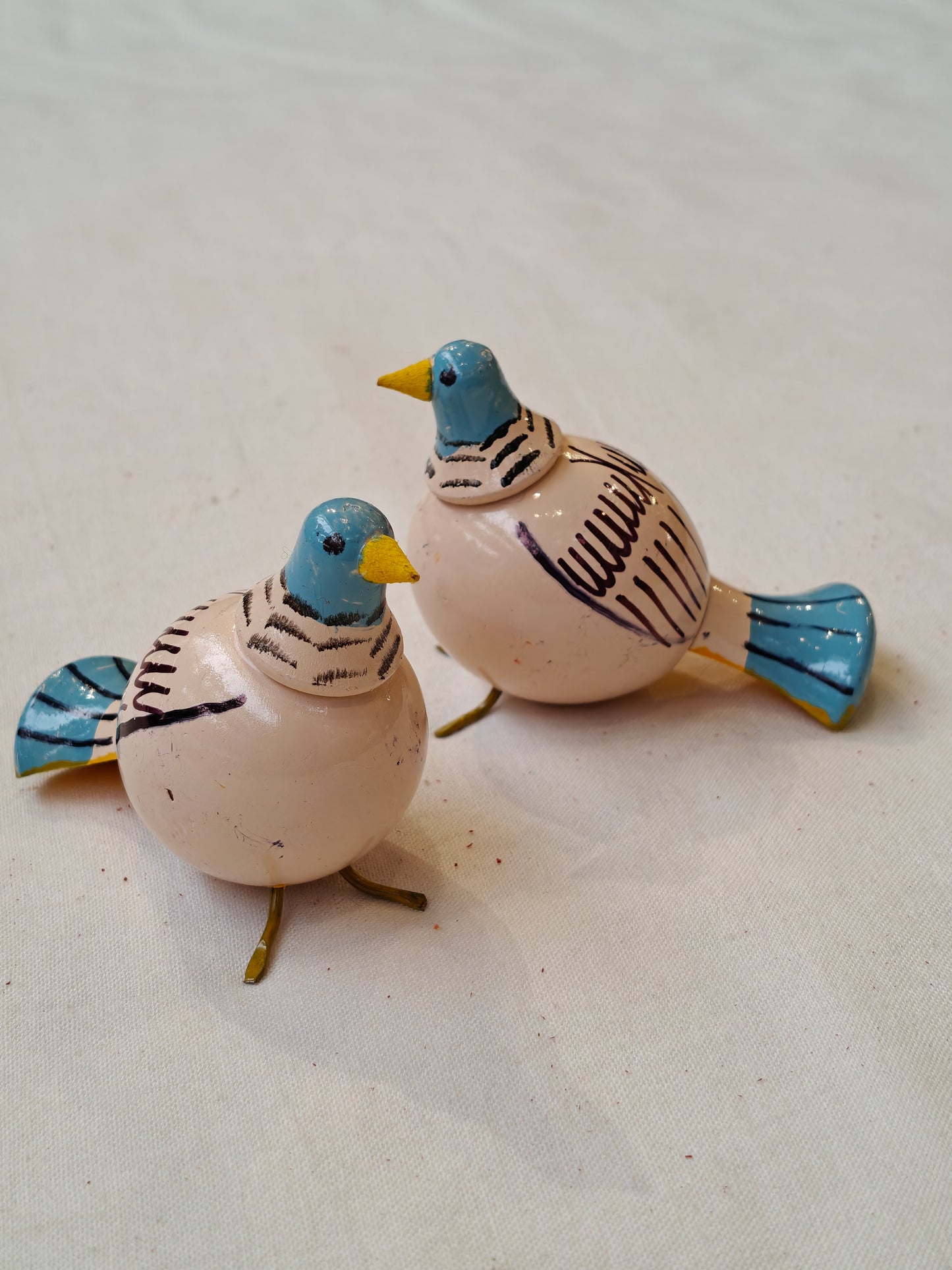 Colourful hand-painted, handcrafted wooden birds - color options available