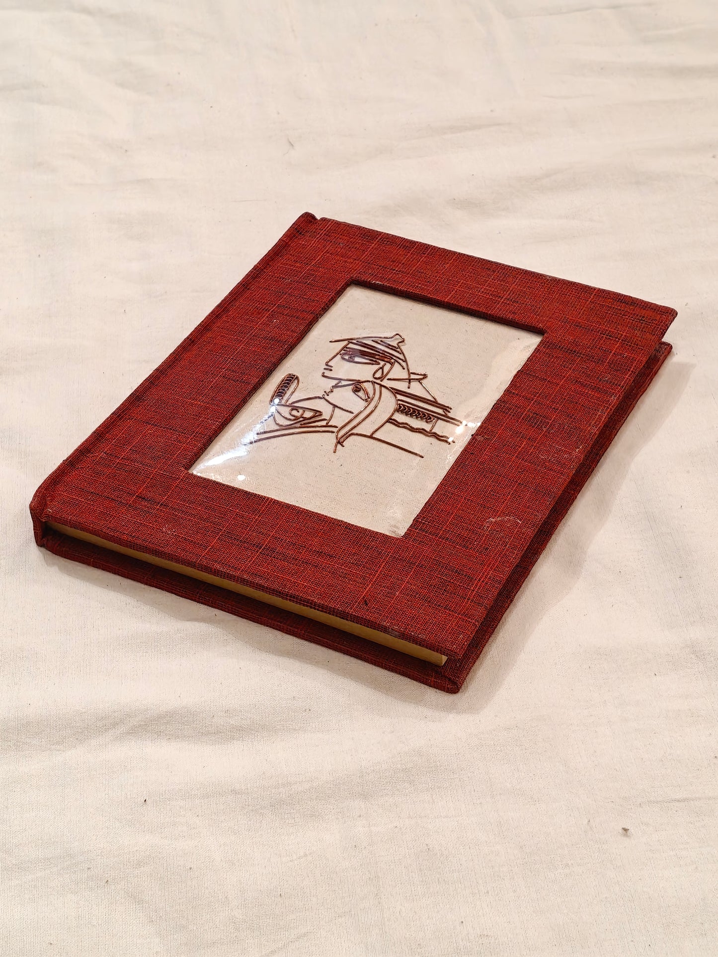 Copper line art covered handmade paper notebook - handcrafted gifts - designs and colors available