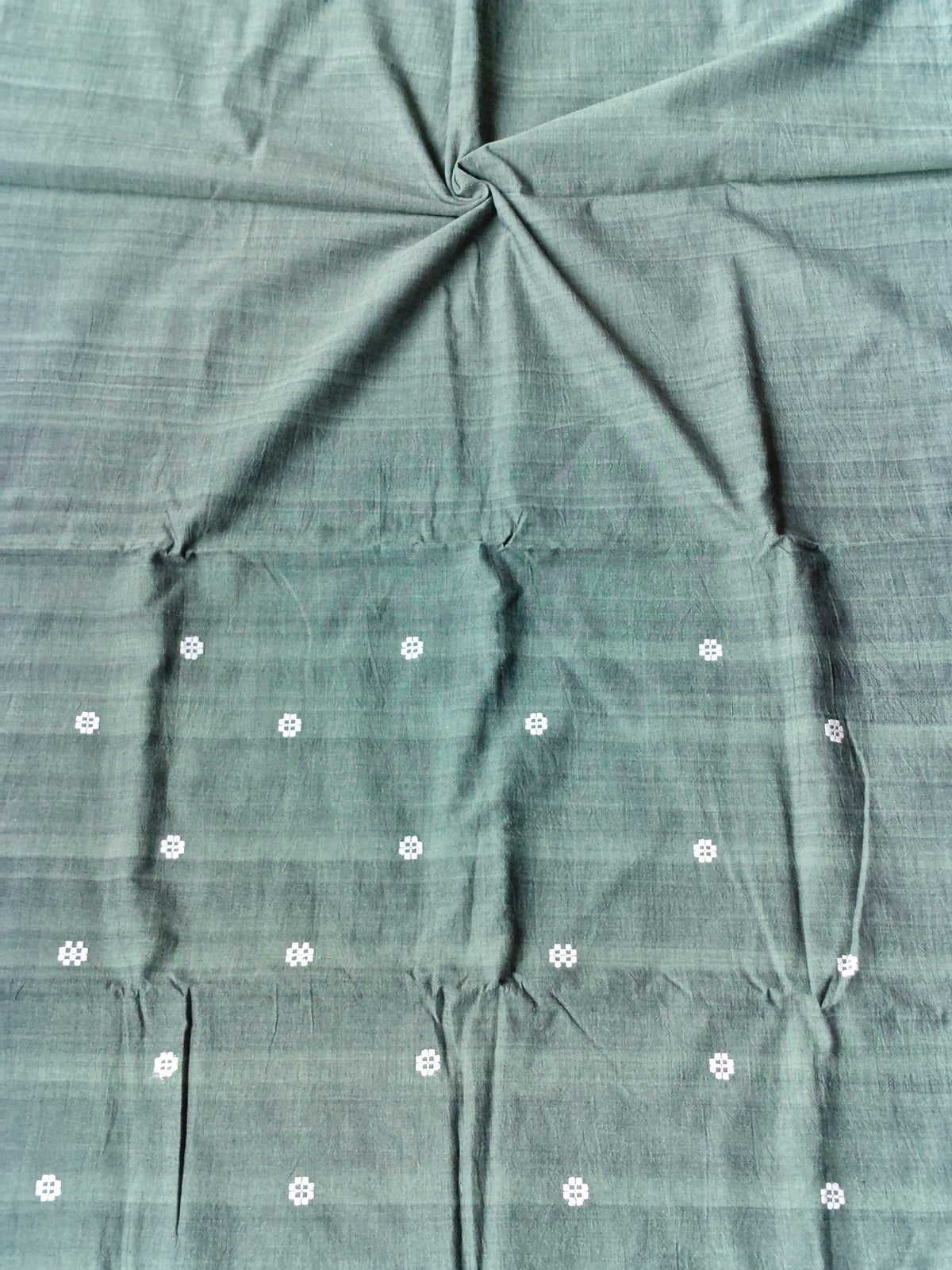 Assam handloom cotton unstitched suit material (5.5 meters)  with white flower motifs - multiple color options available