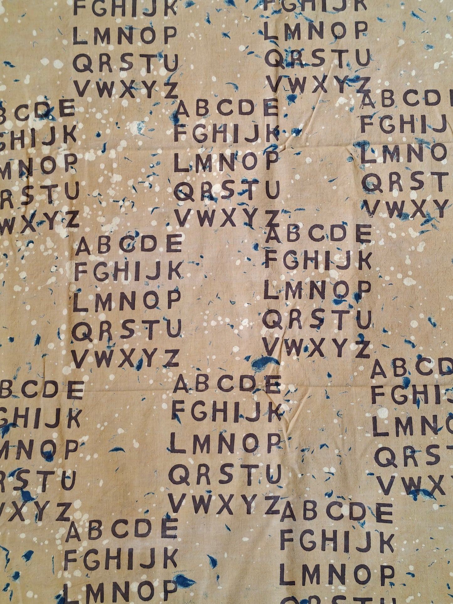 Handloom cotton fabric with English alphabets - hand block printed