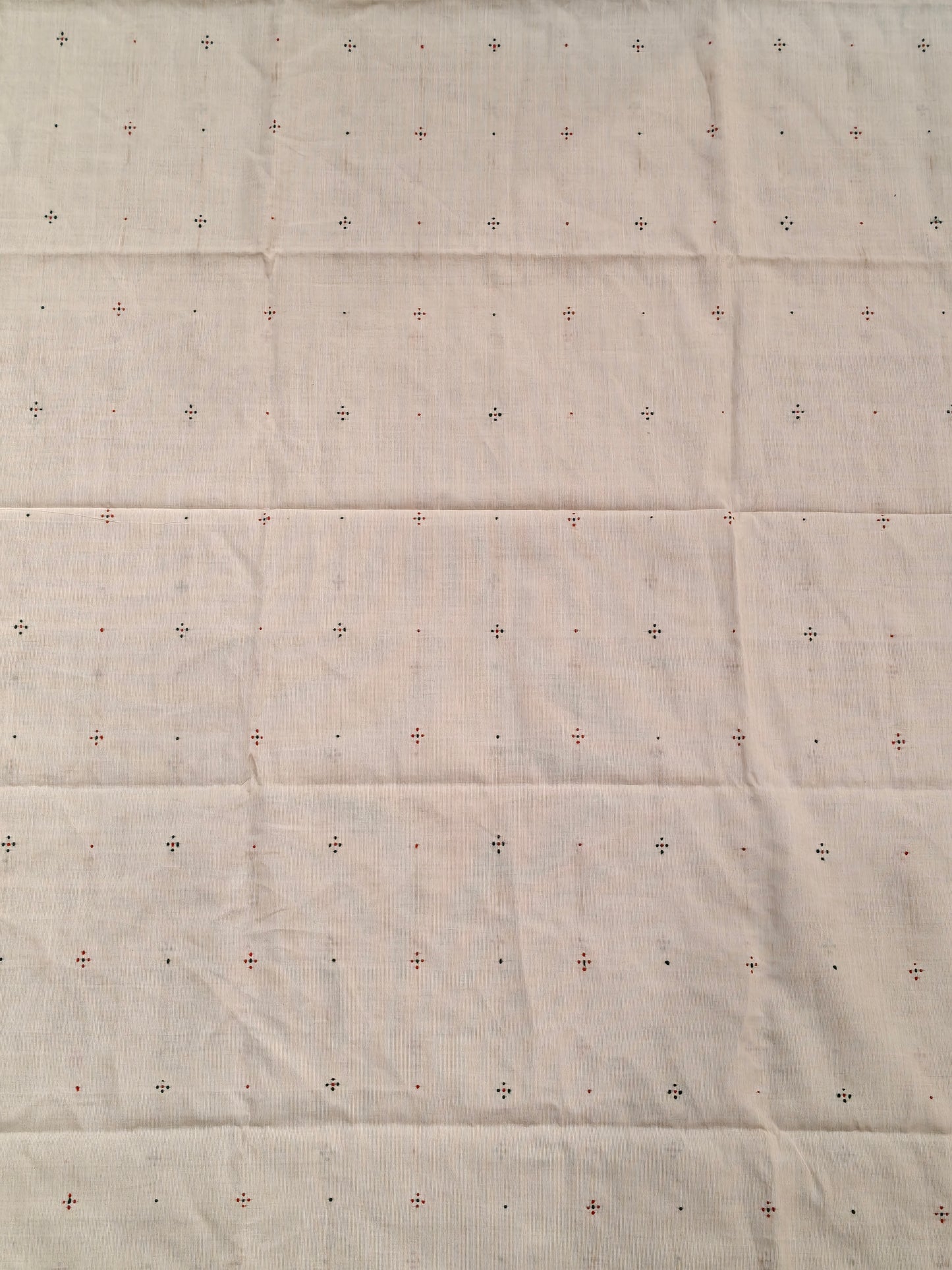 Off white tangaliya dot pattern soft cotton handwoven fabric