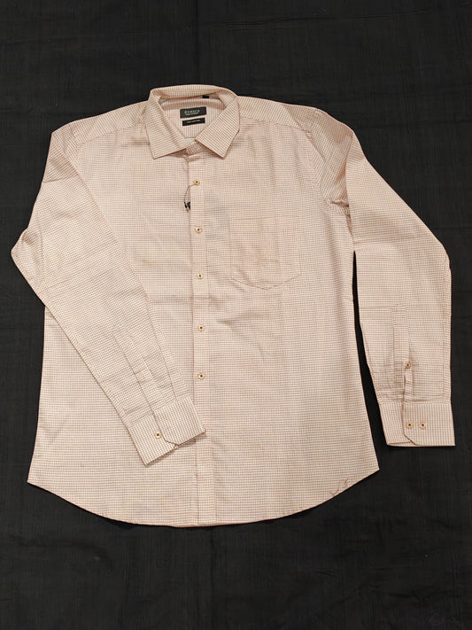 White with tiny red boxes prints cotton shirt for men