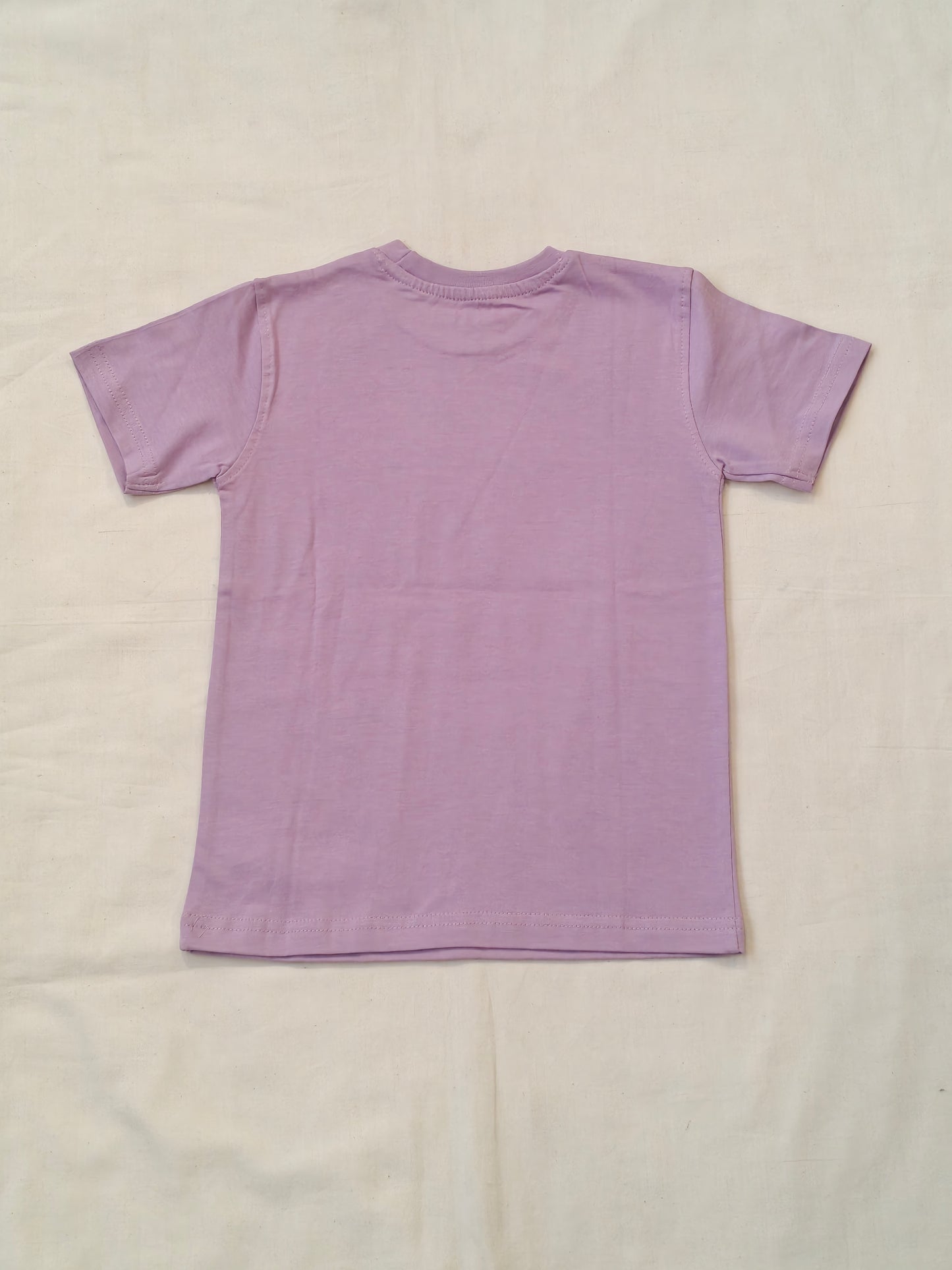 Lavender cotton tshirt for kids with doggie playing football print