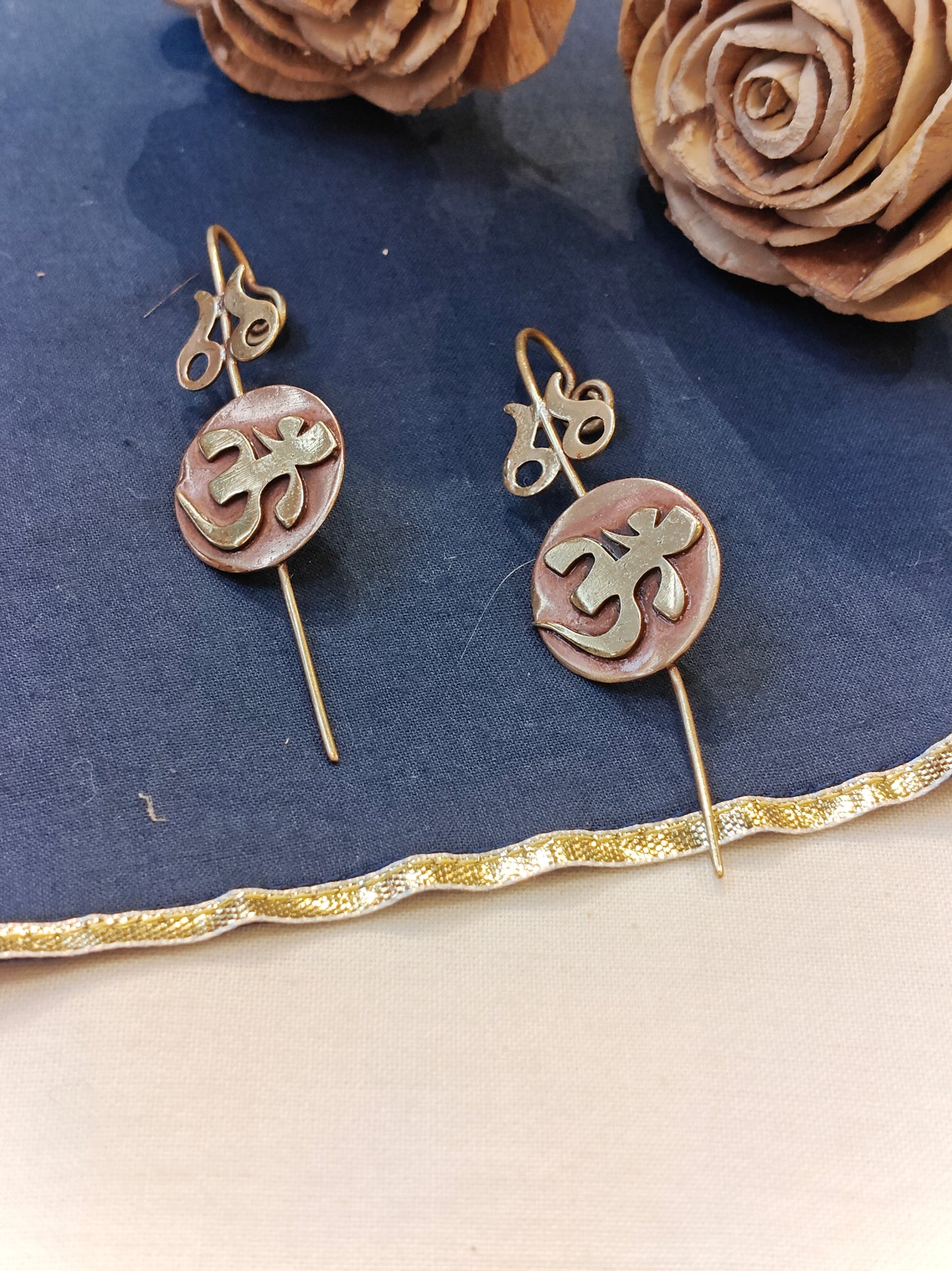 OM ! handcrafted copper brass ear bugidis/ clip on