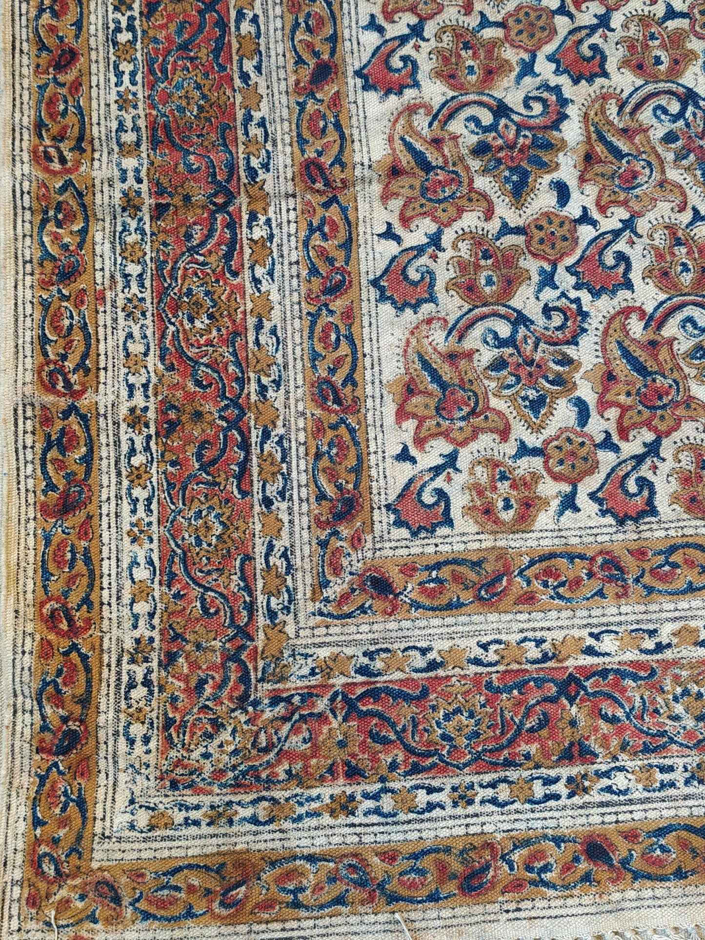 6 × 9 feet cotton Kalamkari hand block printed carpets