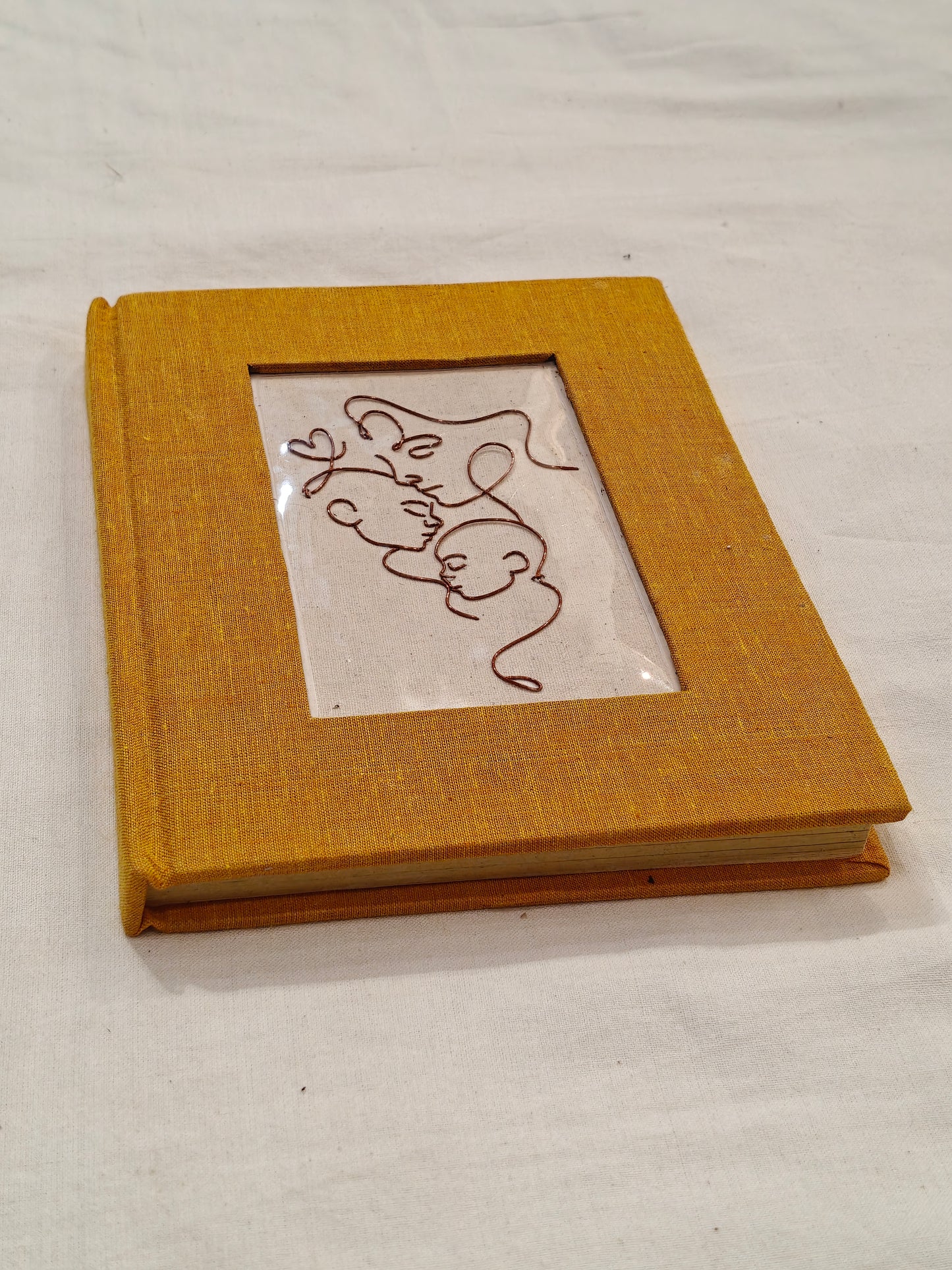 Copper line art covered handmade paper notebook - handcrafted gifts - designs and colors available