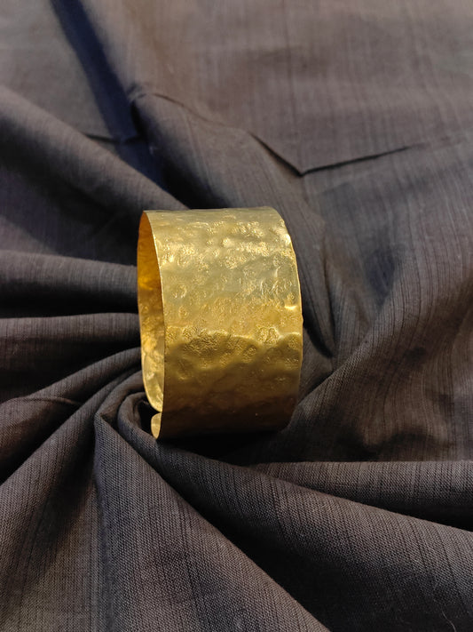 Hammered handcrafted cuff bracelet in brass
