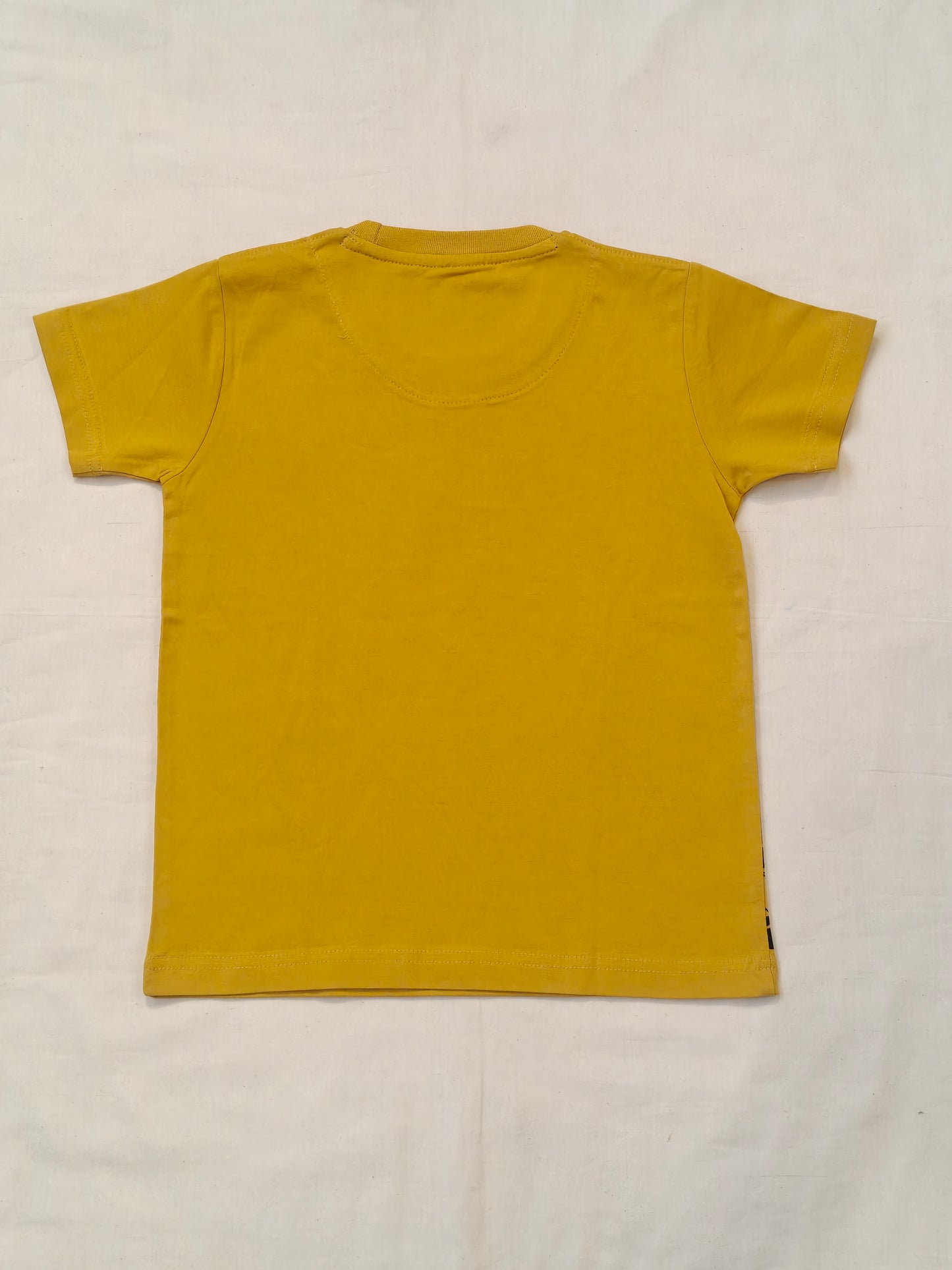 Mustard yellow cotton tshirt for kids with bike print