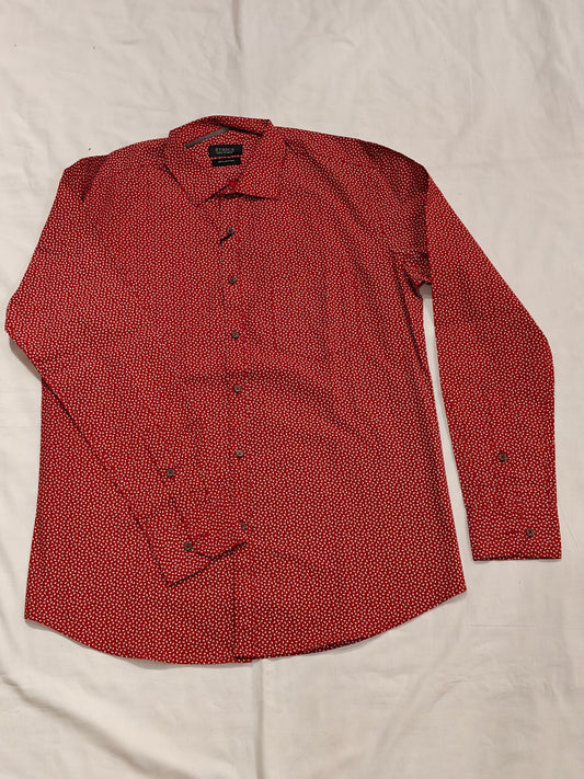 Red with tiny white butis prints cotton shirt for men