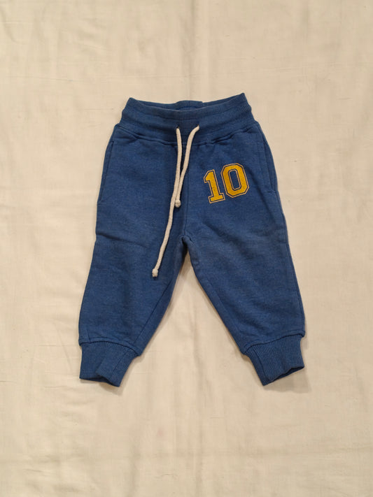 Blue cotton jogger with '10' print for boys
