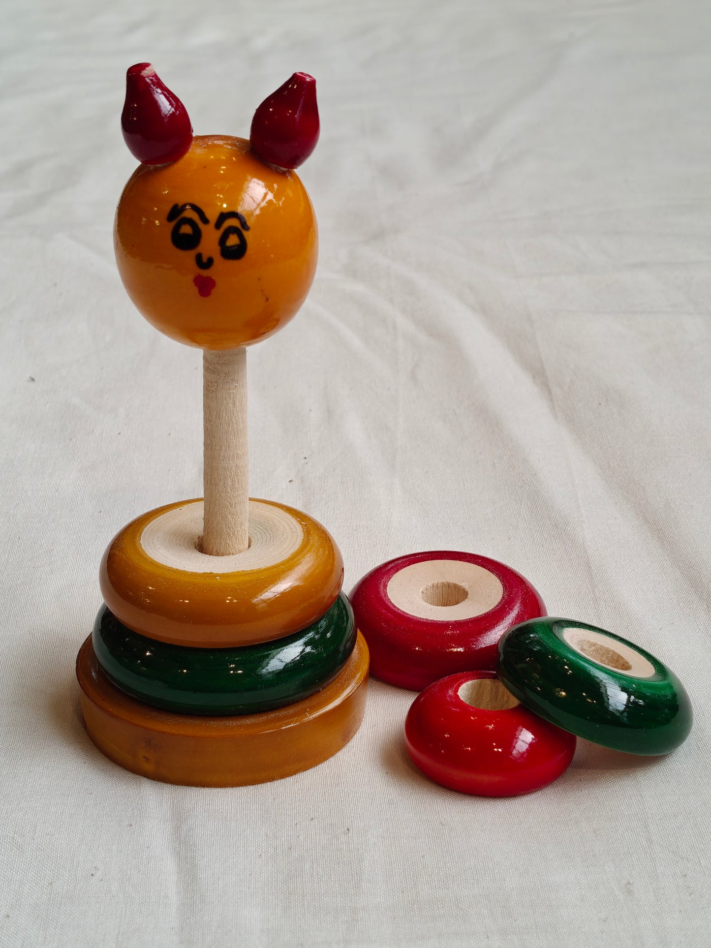 Wooden handcrafted stacking ring toy