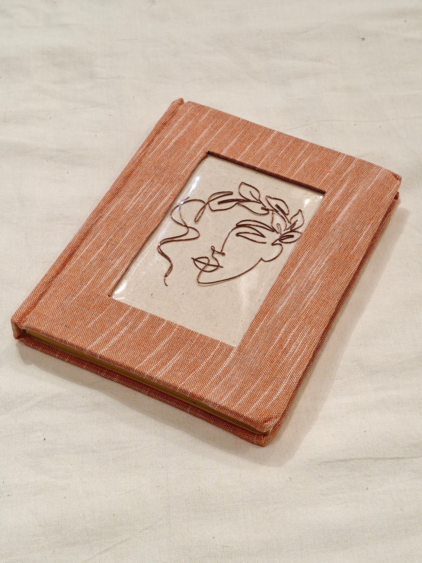 Copper line art covered handmade paper notebook - handcrafted gifts - designs and colors available