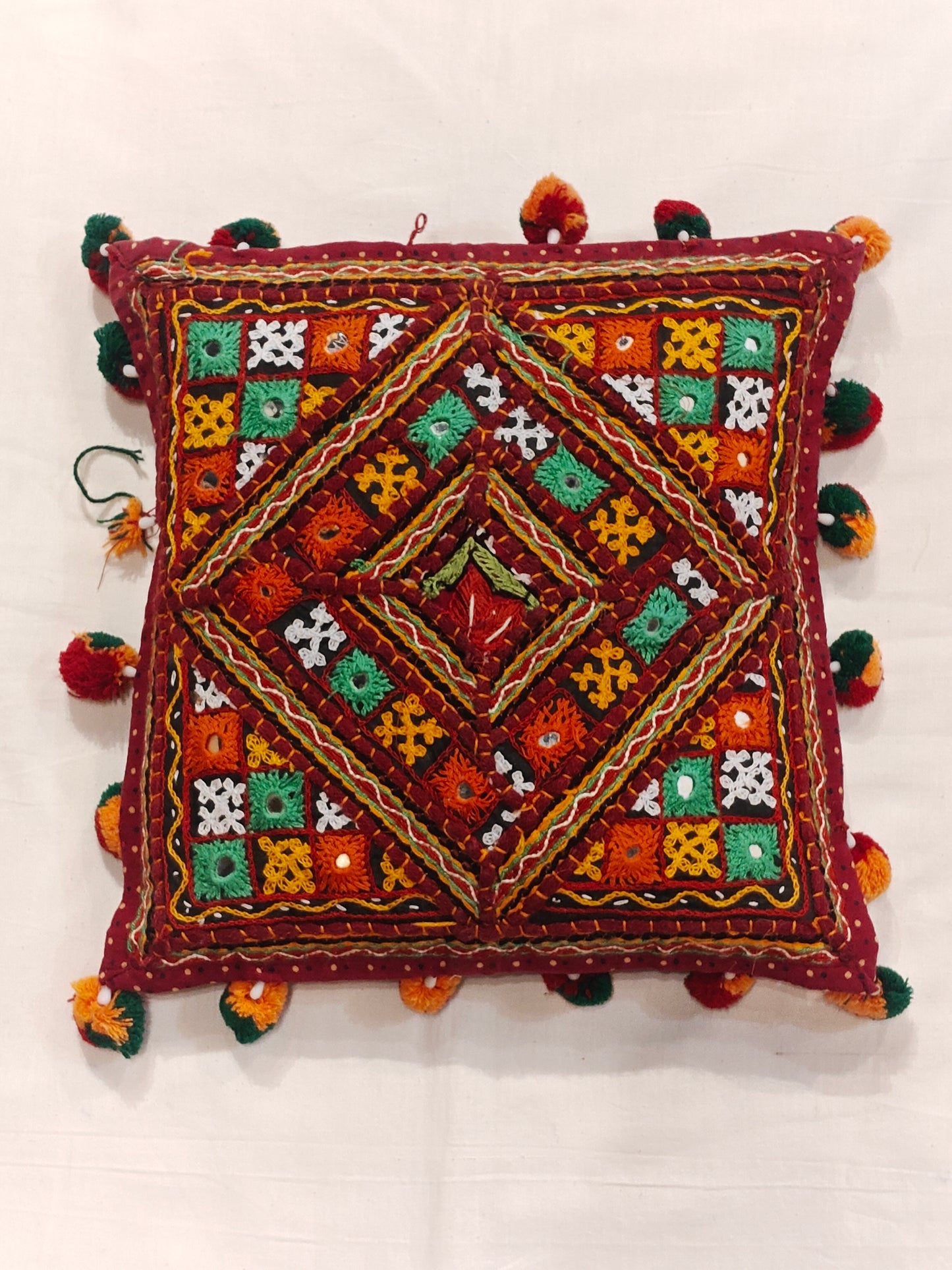 Kutchi embroidered small cushion cover