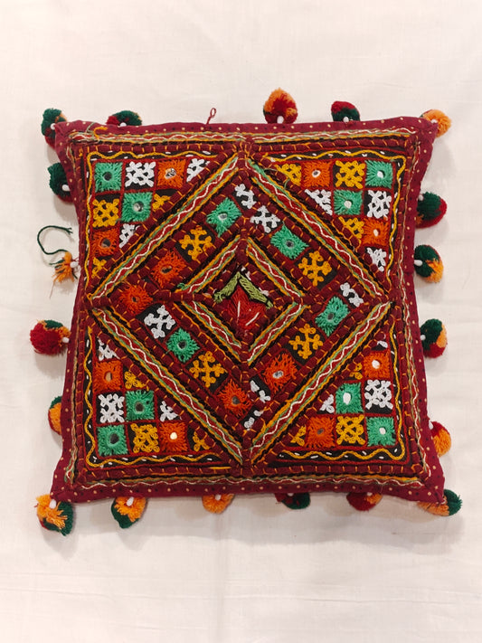Kutchi embroidered small cushion cover
