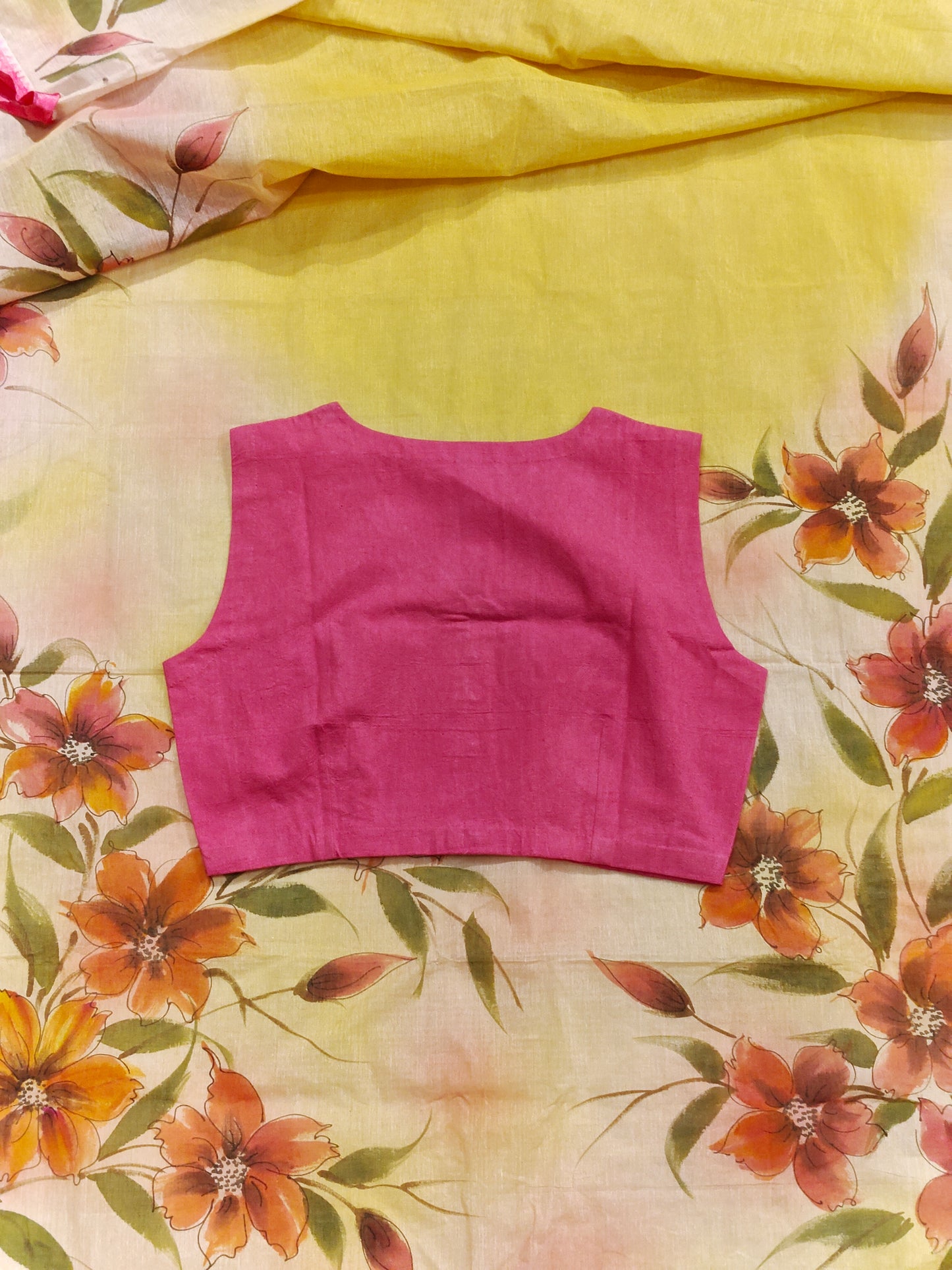 Plain V-neck sleeveless hand spun , hand woven cotton blouse - color options available