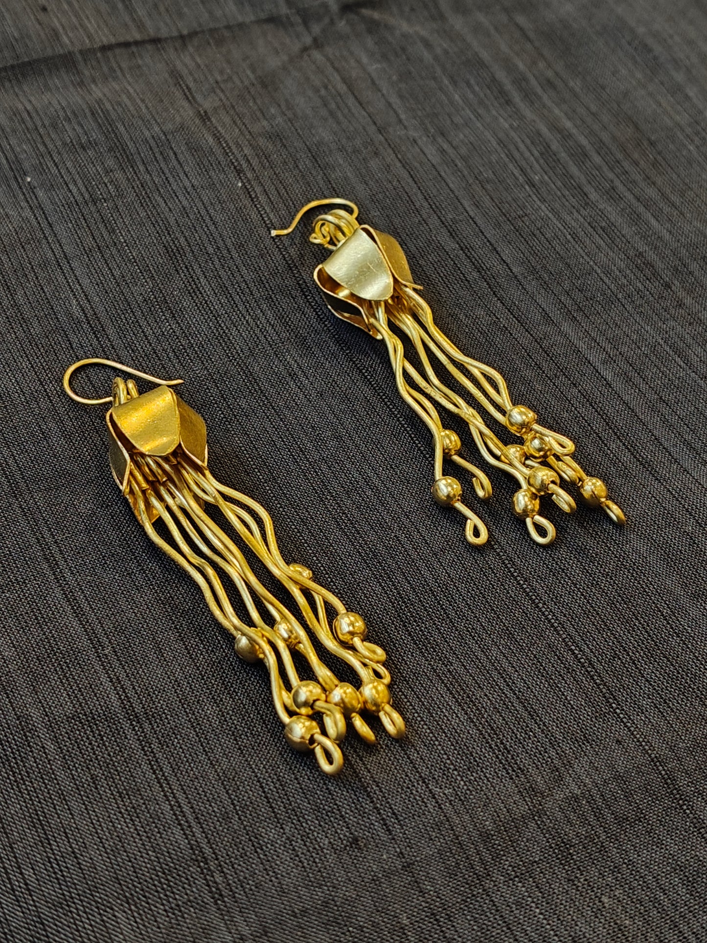Brass handcrafted bellflower dangle earrings