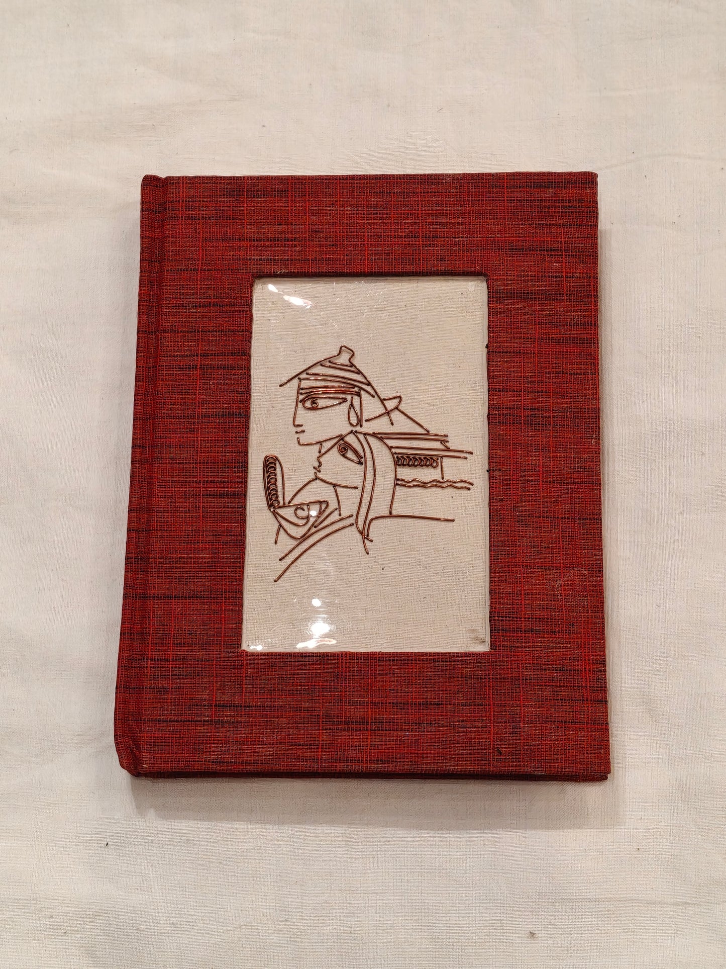 Copper line art covered handmade paper notebook - handcrafted gifts - designs and colors available