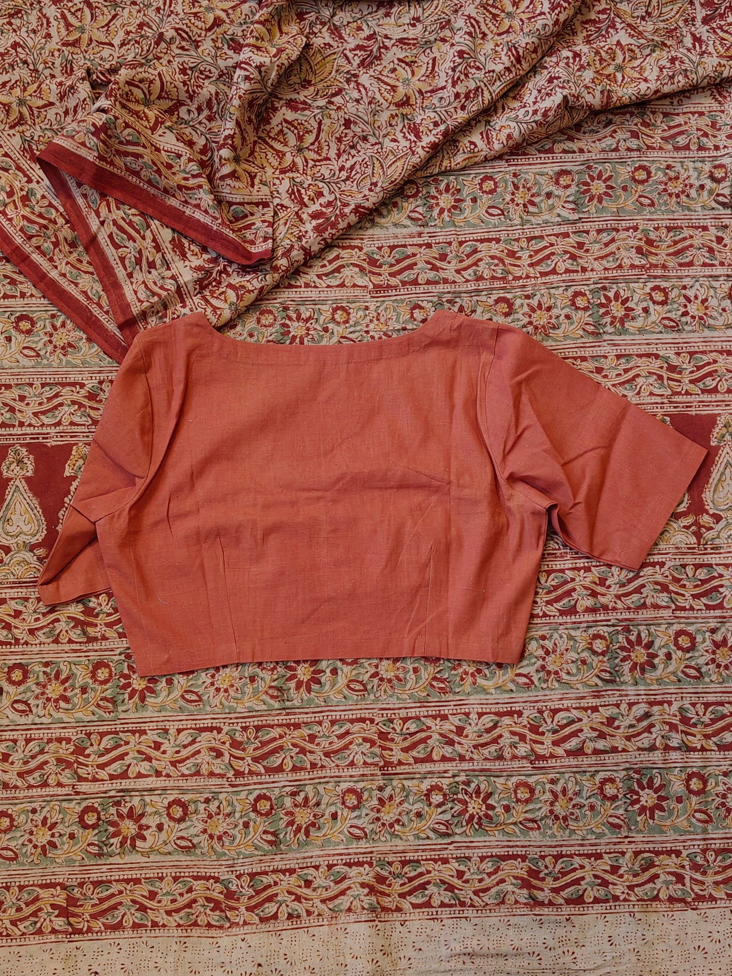 Plain V-neck hand spun , hand woven cotton blouse with curved front - color options available