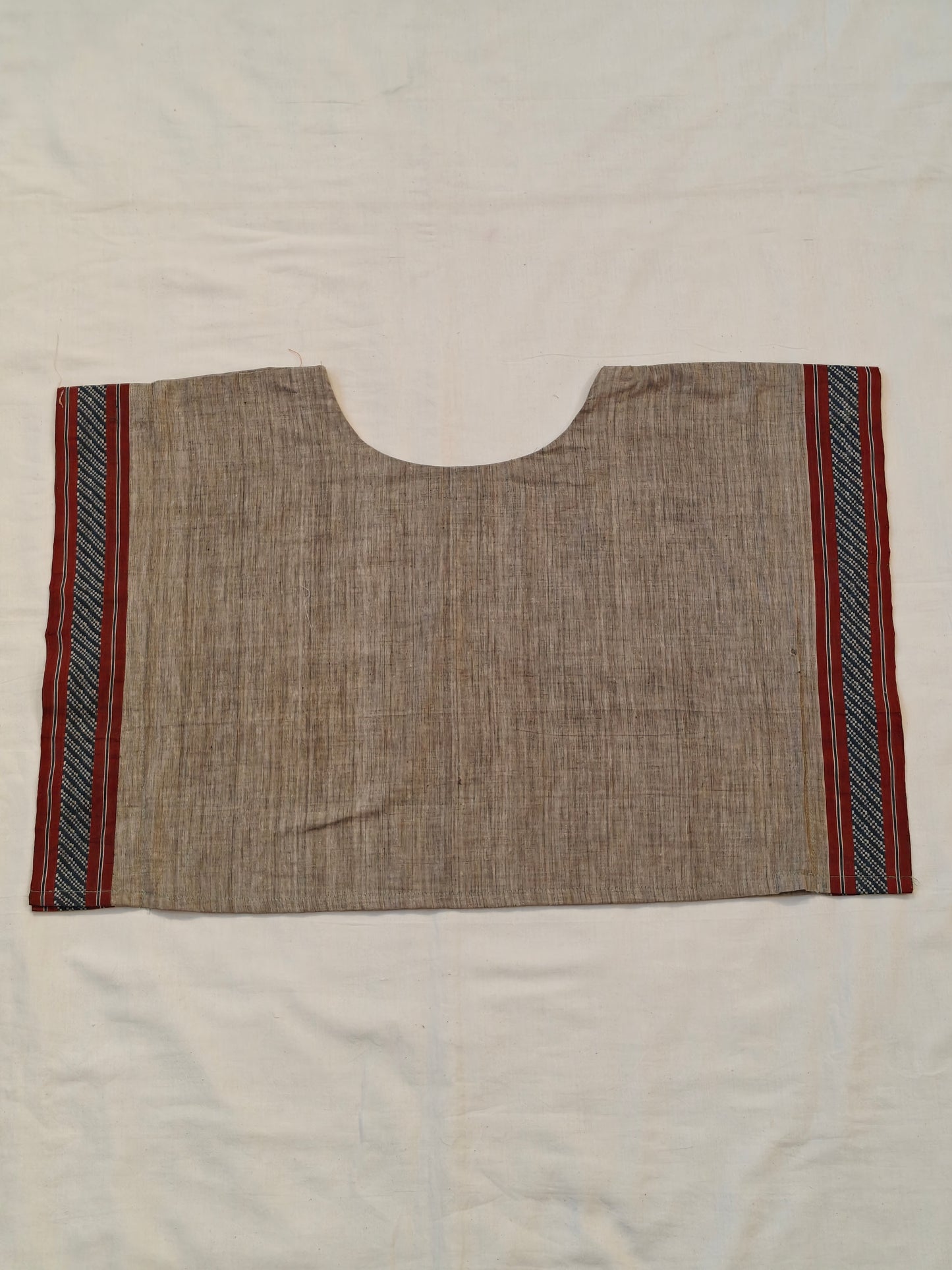 Grey malkha handloom cotton kaftan blouse with maroon borders