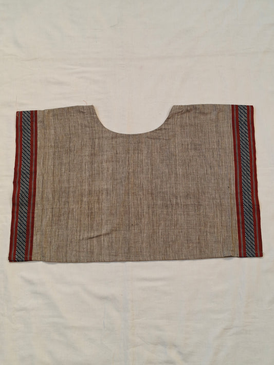 Grey malkha handloom cotton kaftan blouse with maroon borders