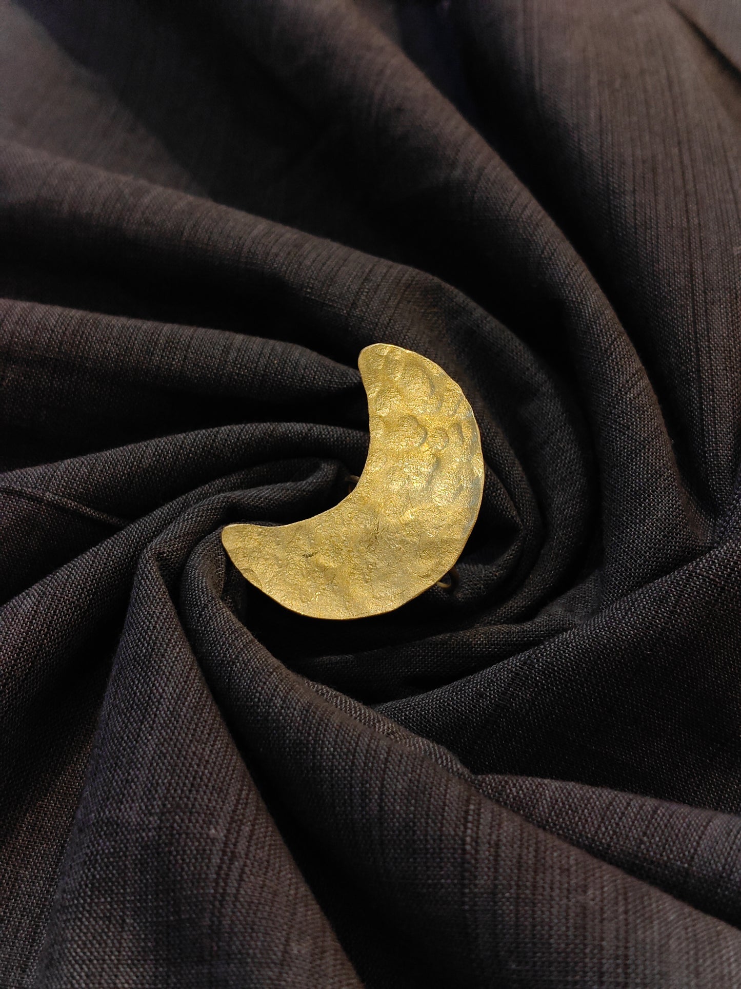 Crescent Moon design finger ring handcrafted in brass