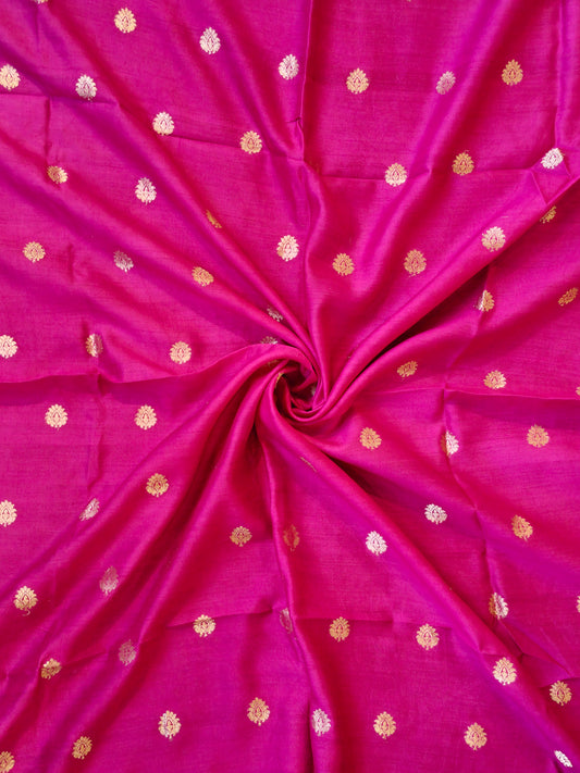 Handloom silk unstitched blouse piece with butis - color options available