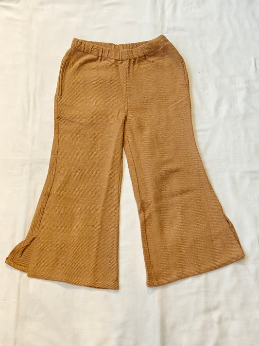 Bread brown flared pants for girls with side cuts