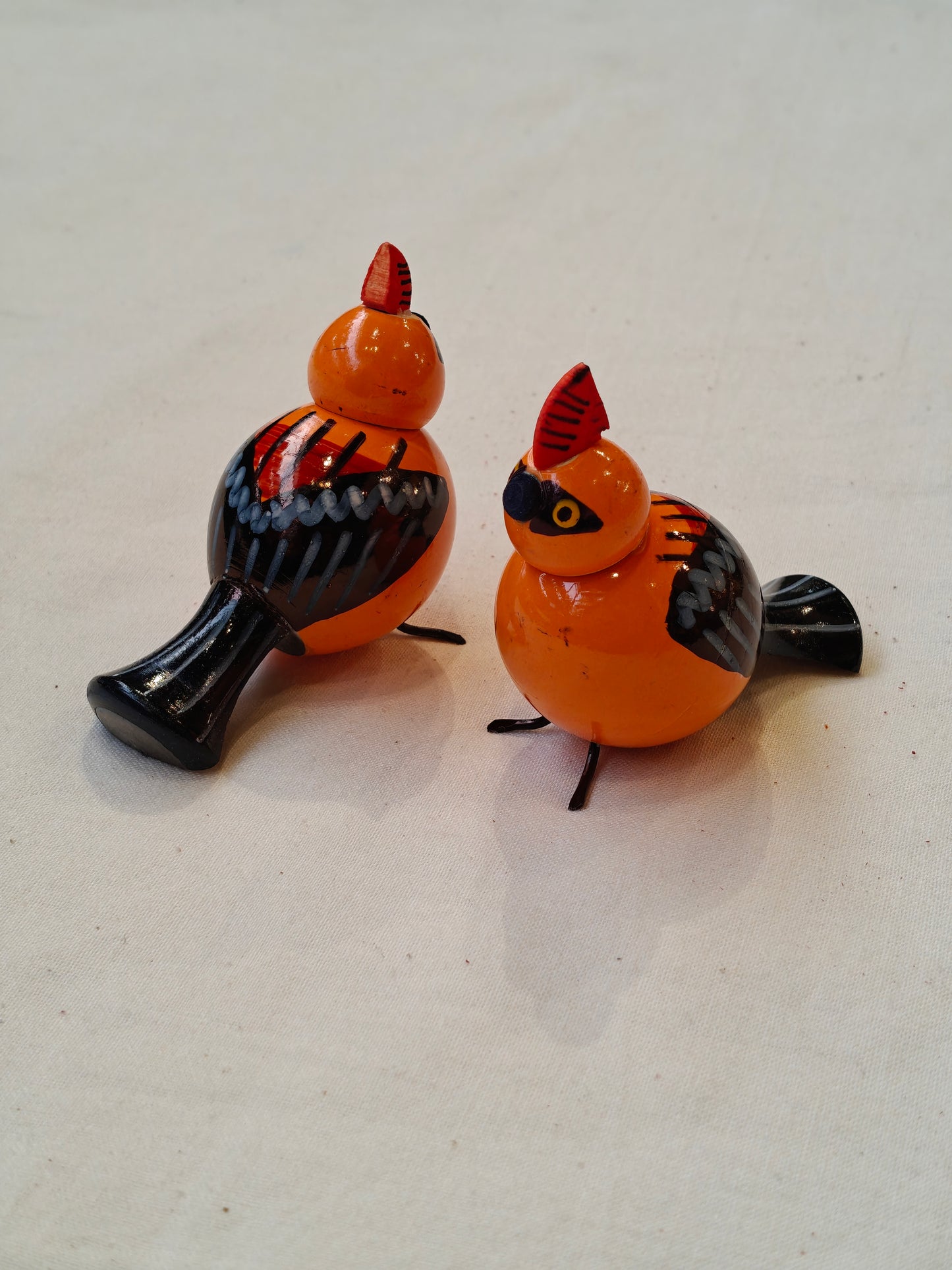 Colourful hand-painted, handcrafted wooden birds - color options available