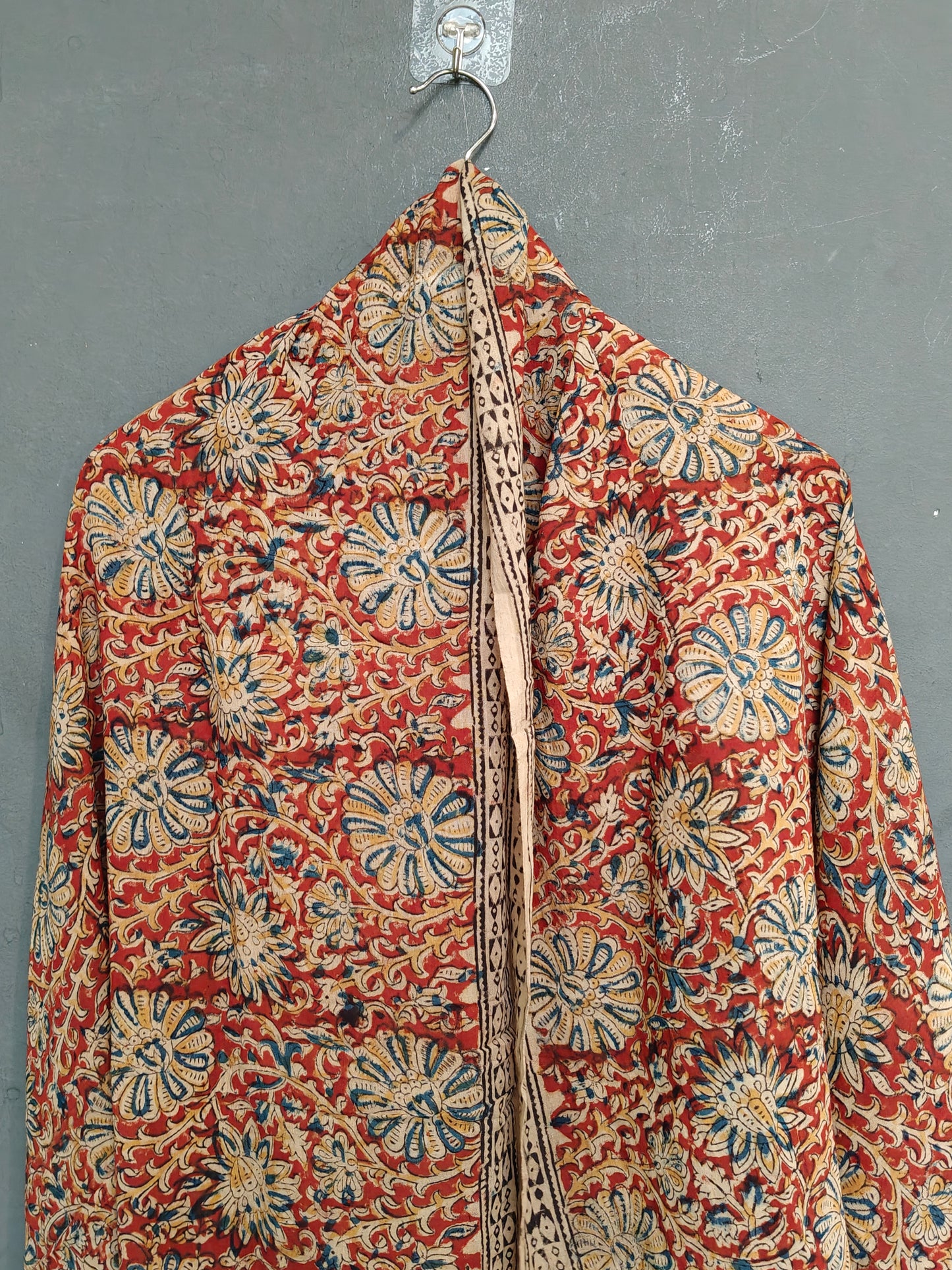 Kalamkari floral handblock printed soft cotton dupatta - multiple designs available
