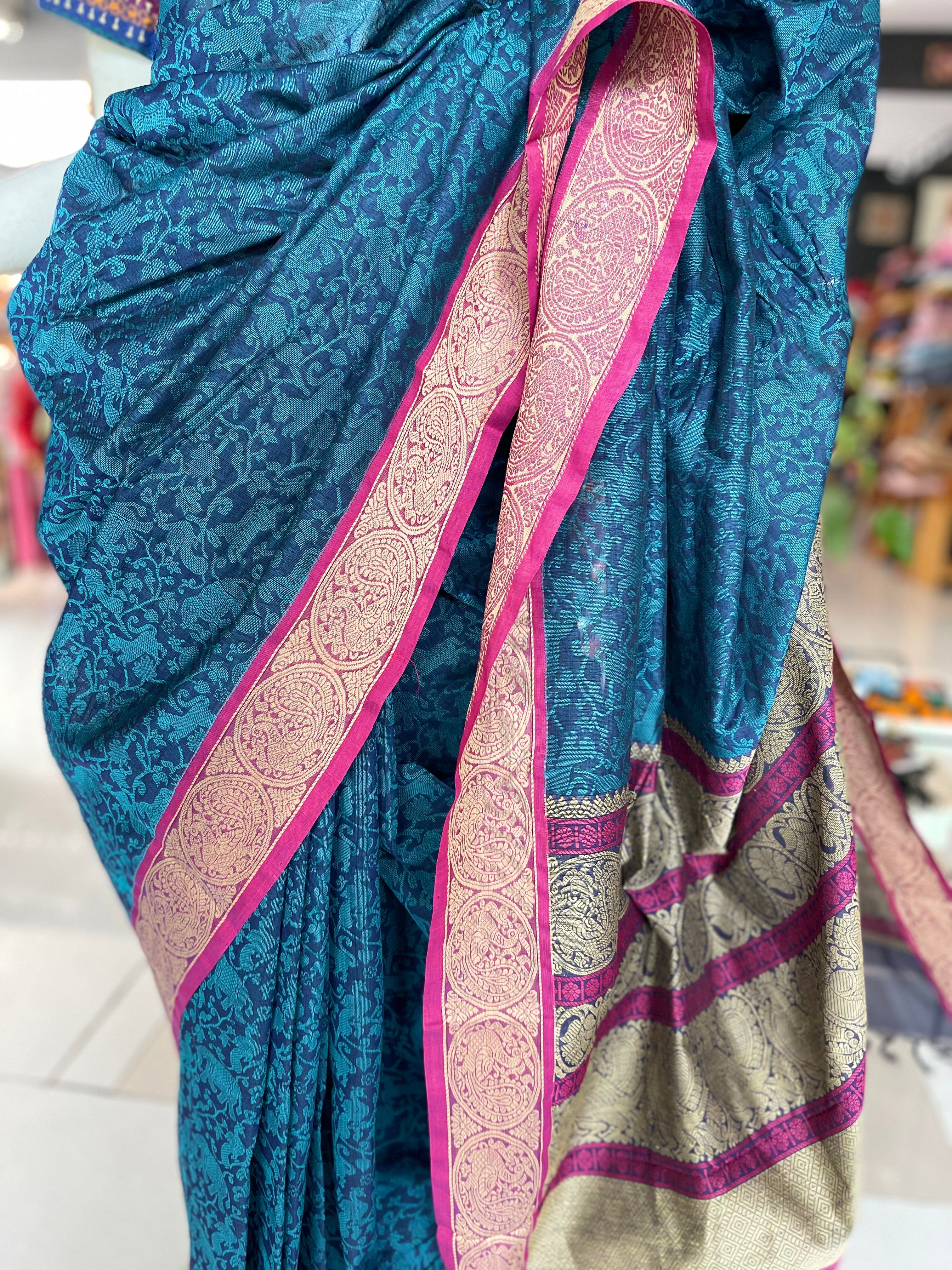 Handloom Half and Half Vanasingaram Kanchi Cotton Saree | Vanasingaram