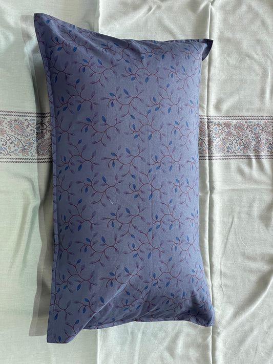 grey floral printed cotton pillow cover single