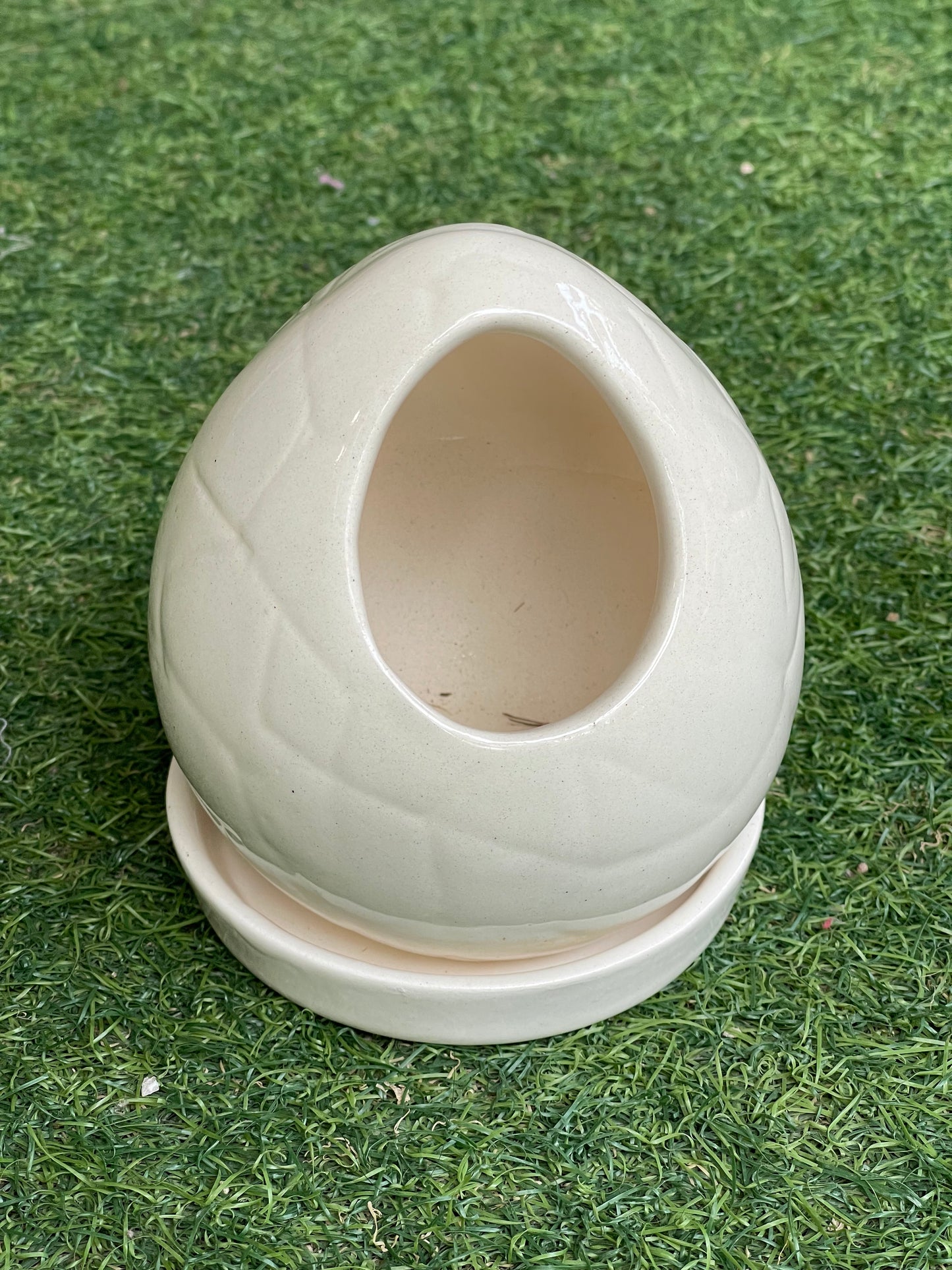 Ceramic white egg planter