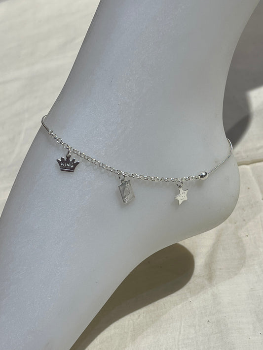 Playing cards charms silver anklet single