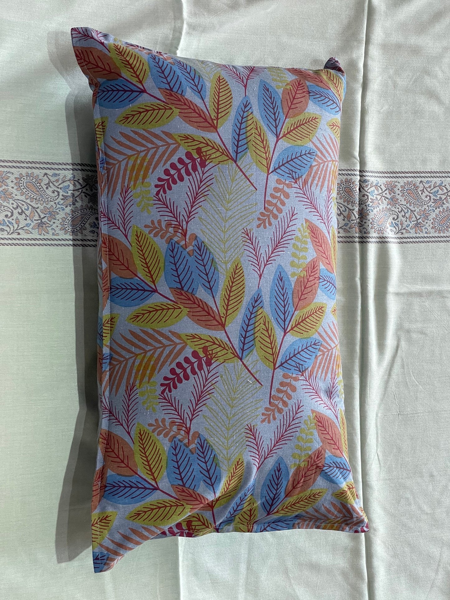 grey and multicolor floral cotton pillow covers