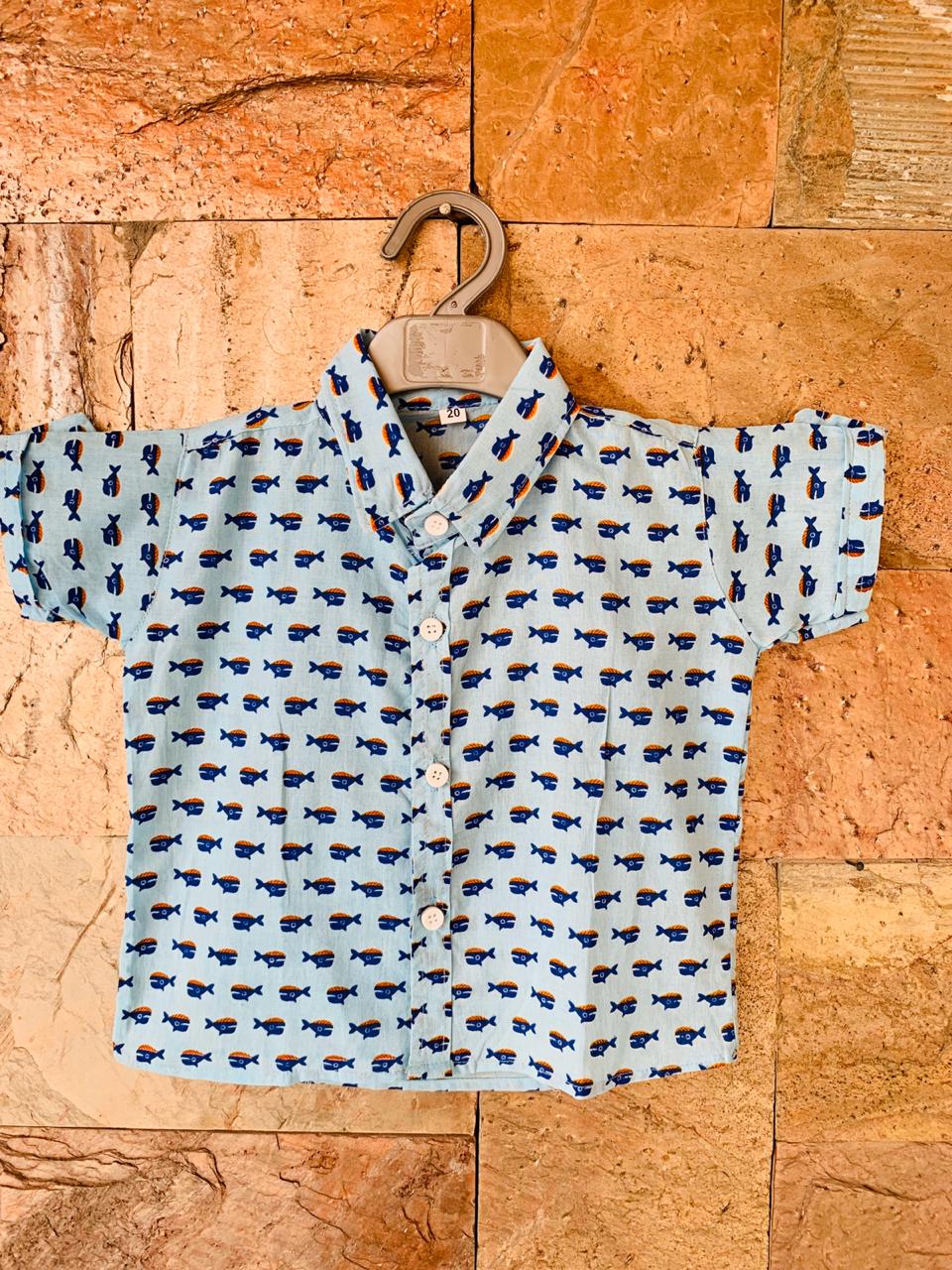 Boys cotton fish printed shirt