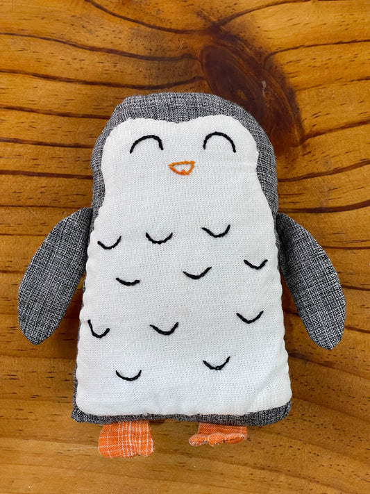 Penguin - Handmade soft toy using handloom cotton, hand embroidery and natural cotton kapok filling