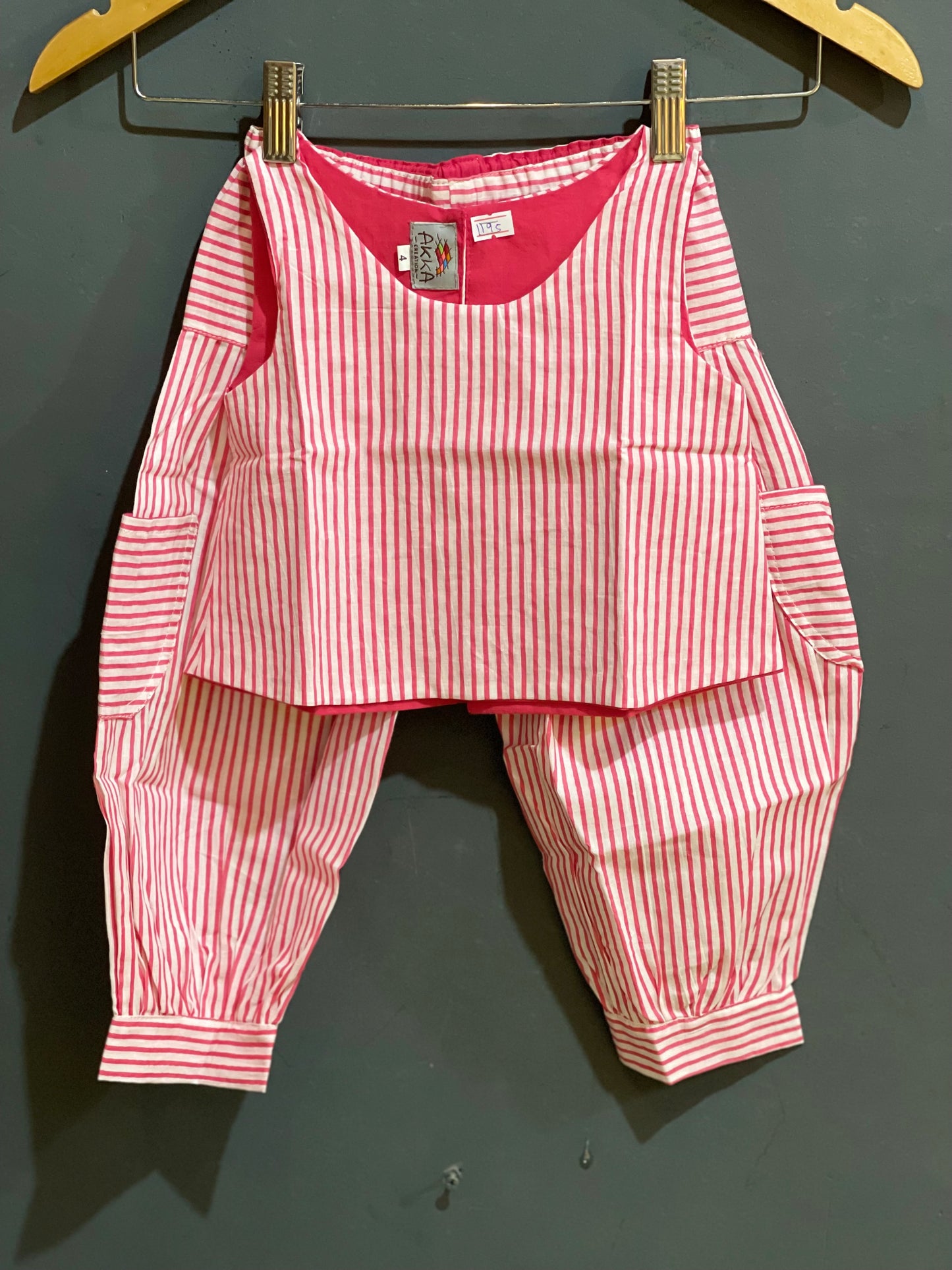 Stripes cotton crop top pant set for girls