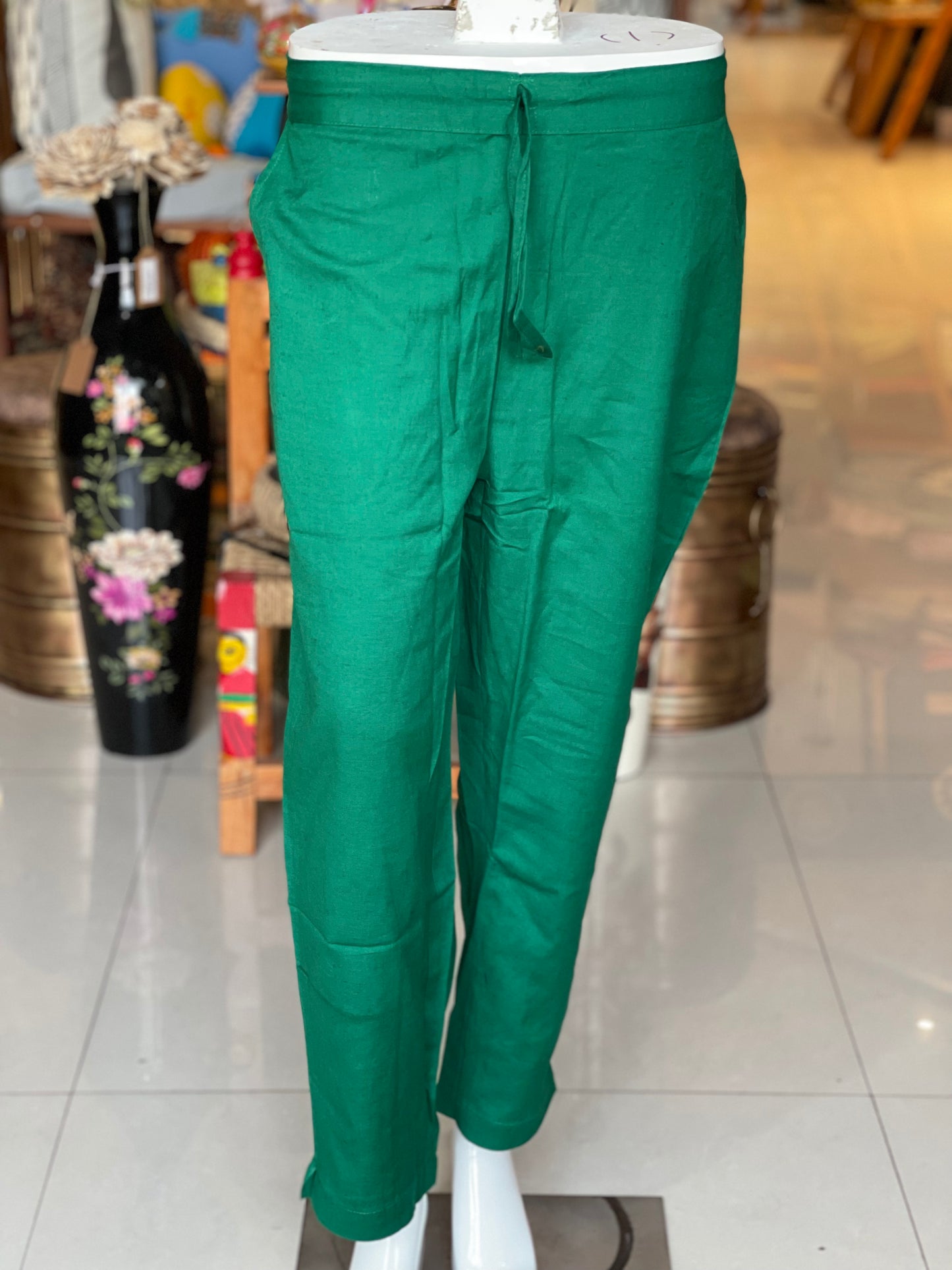 Cotton flex plain pants