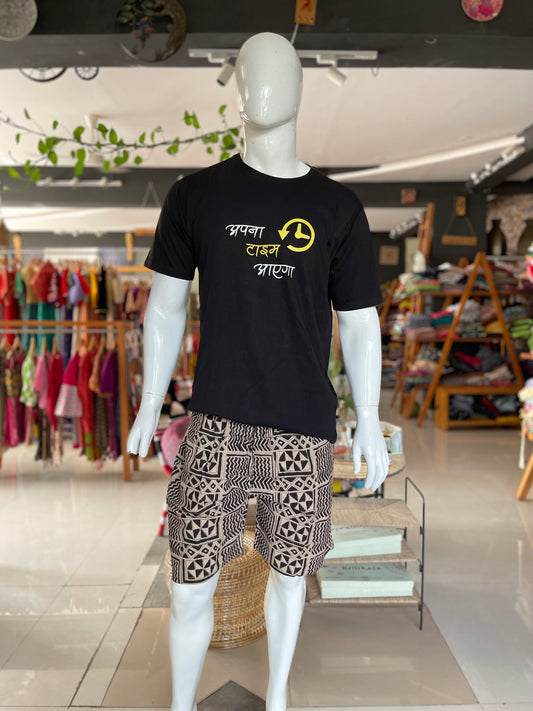 Printed cotton shorts for men free size