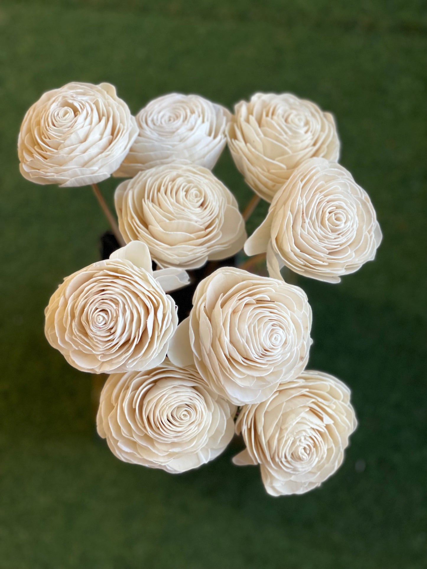 White Sholapith handmade rose - 12 cm size approximately