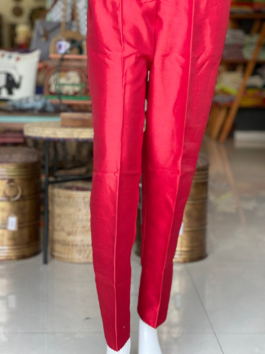 Red Silk pants with cotton lining and gota border