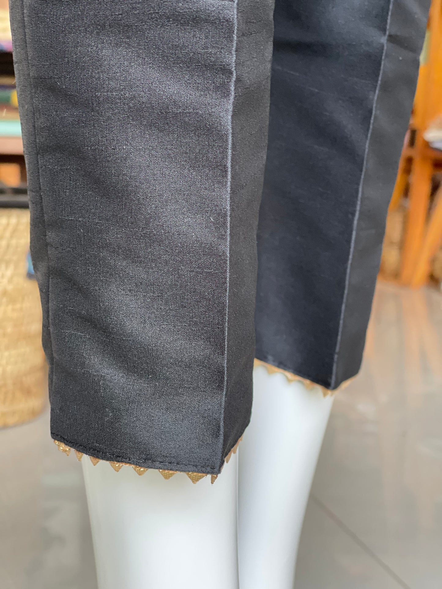 Black Silk pants with cotton lining and gota border