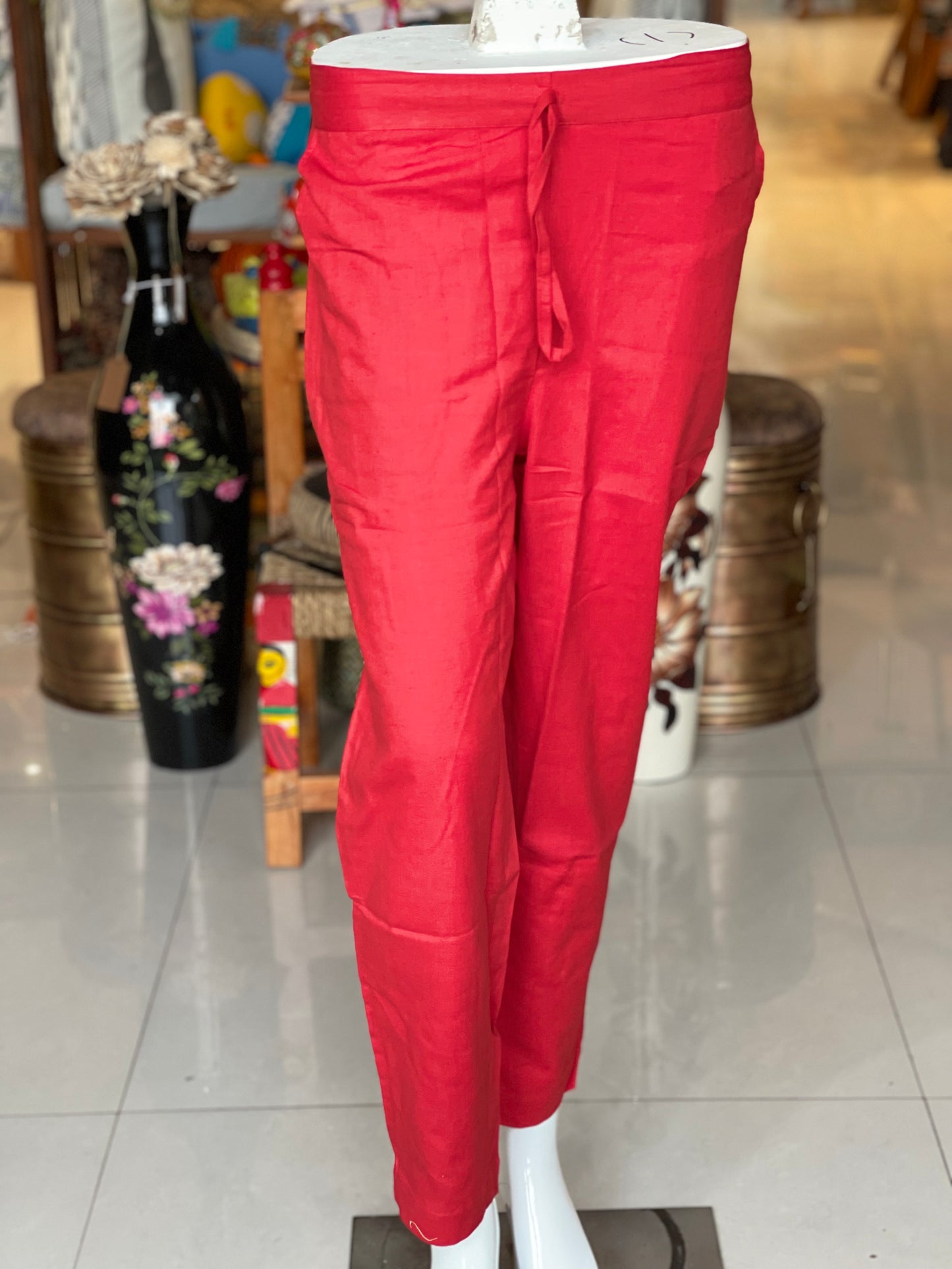 Cotton flex plain pants