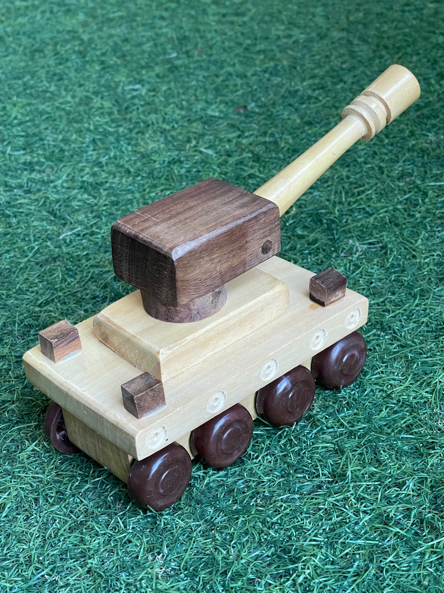 Wooden army tank miniature play toy