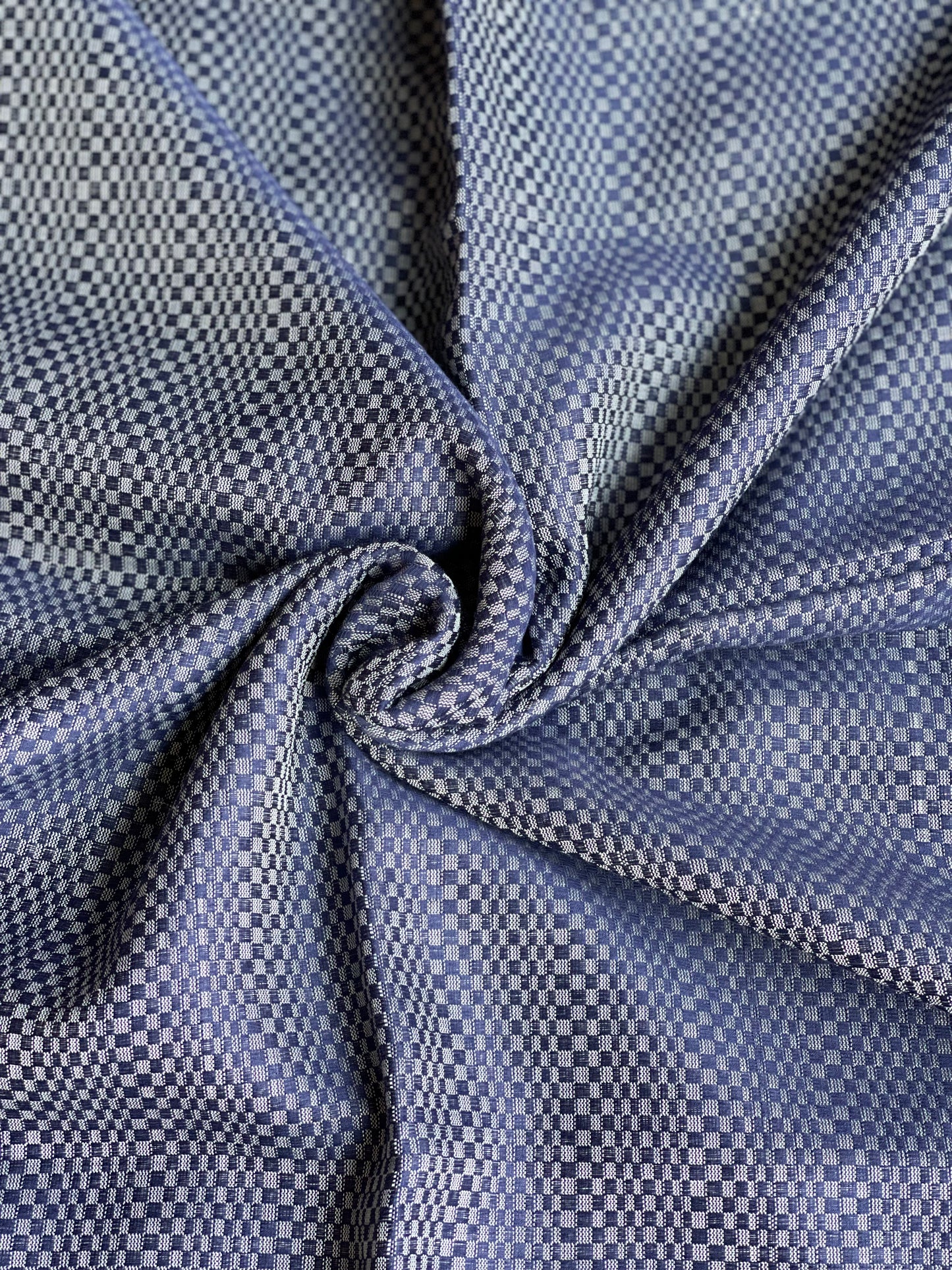 Blue Maheshwari 4 pedal handloom textured cotton fabric