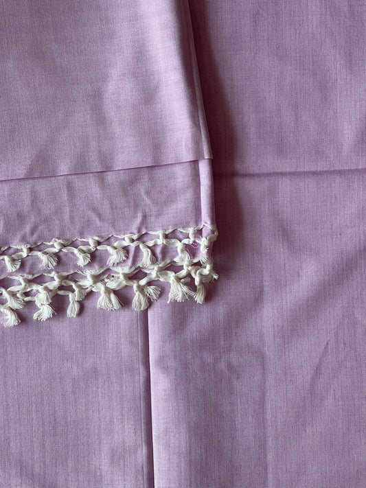 Lavender Staple cotton hand woven single blanket - plain