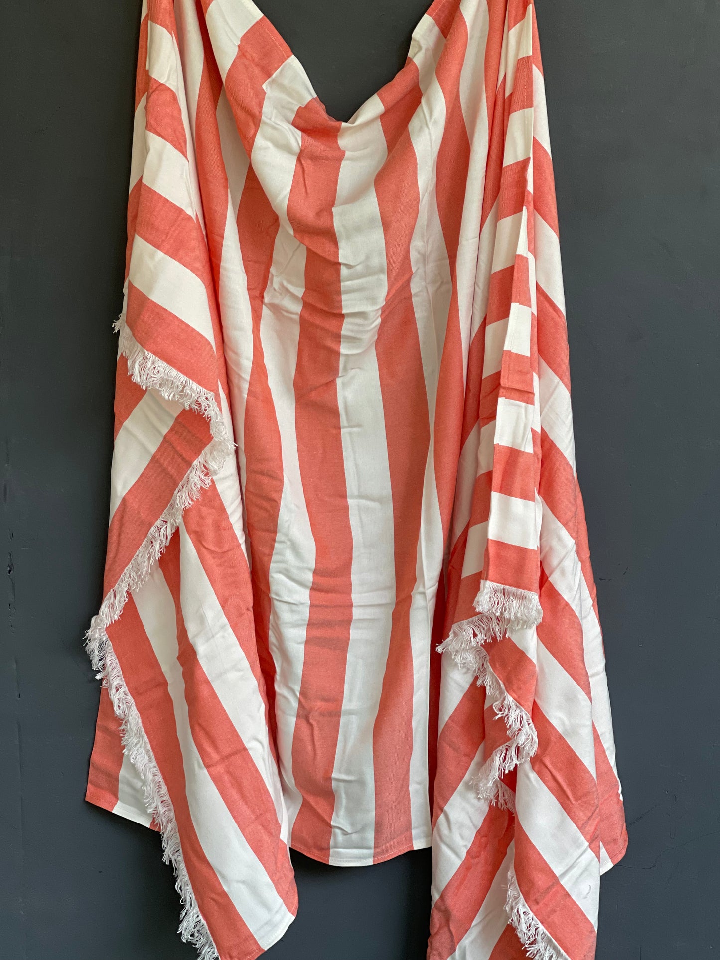 Wider bamboo bath / beach towel - orange stripes