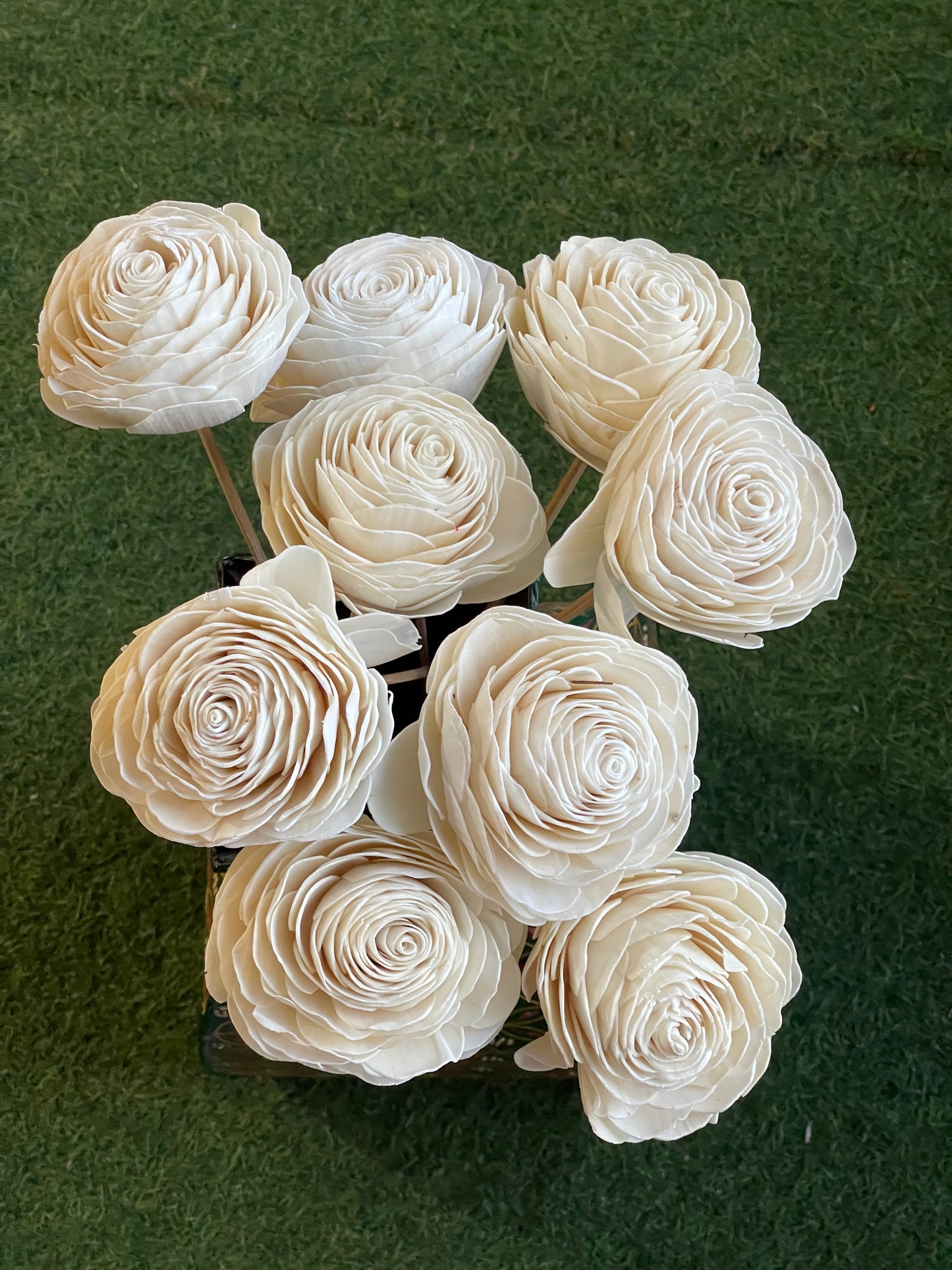 White Sholapith handmade rose - 12 cm size approximately